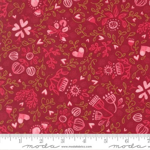 red, Darling Peony Collection Scattered Lovelies Cotton Fabric 48792