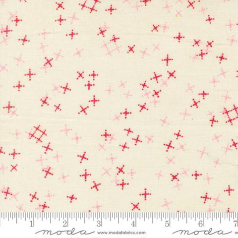 cream, Darling Peony Collection Tiny Pluses Cotton Fabric 48794