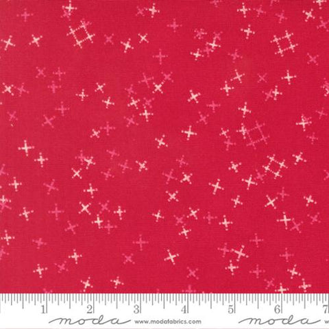red, Darling Peony Collection Tiny Pluses Cotton Fabric 48794