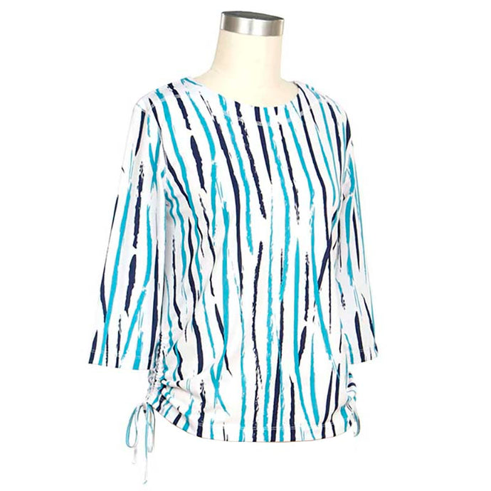 Turquoise Women's 3/4 Sleeve Denim Print Top 4990P