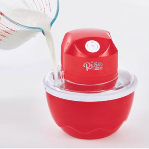 Red Mini  Ice Cream Maker being used 