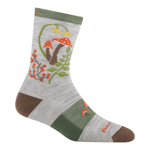 ash, Women's Mellow Mushrooms Micro Crew Lightweight Hiking Socks 5026