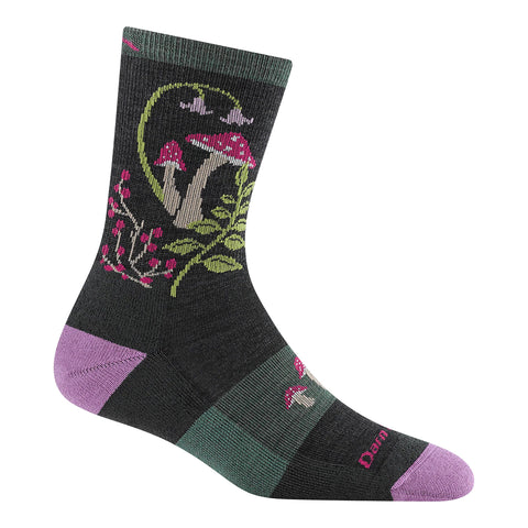 charcoal, Women's Mellow Mushrooms Micro Crew Lightweight Hiking Socks 5026