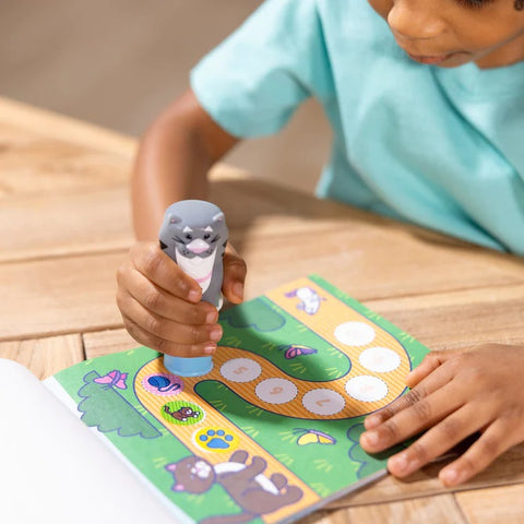 Child Stamping with Sticker Stamper