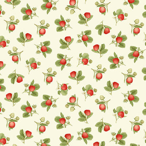 Strawberry Garden Collection Small Tossed Strawberries Cotton Fabric 507-86