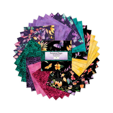 Wilmington Botanical Magic 5 Karat Crystals 5" Cotton Fabric Squares 508-725-508