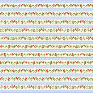 Strawberry Garden Collection Border Stripe Cotton Fabric 508-78