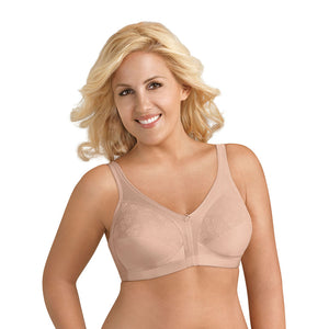 Beige Women's Slimming Wireless Full-Coverage Bra with Back Closure & Lace 5100548