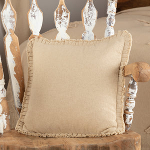 Burlap Vintage Pillow with Fringed Ruffle 5118