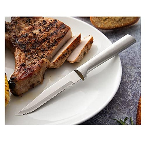 Serrated Steak Knife DR105 displayed with steak and knife