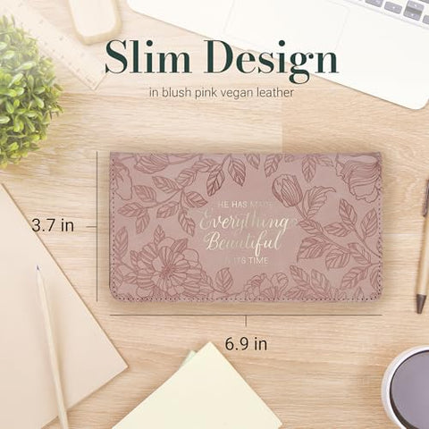 Everything Beautiful Blush Floral Faux Leather Checkbook Wallet CHB074