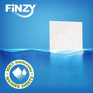 Finzy washer sheet dissolving into water