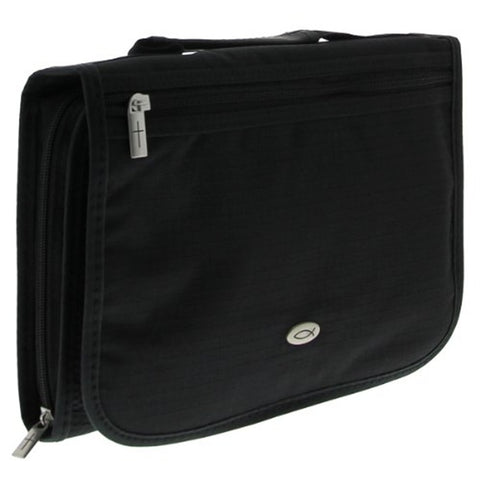 Black Polyester Tri-fold Organizer Bible Cover BBM172