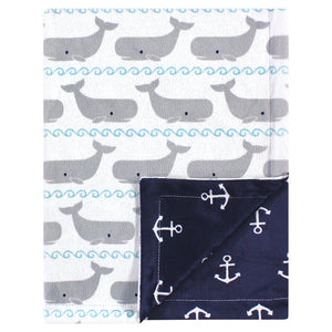 Whales & Anchor Plush Mink Baby Blanket 52288