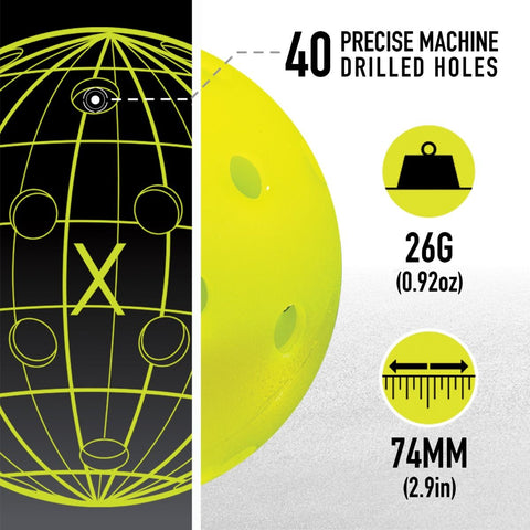 Franklin X-40 pickleball showing details