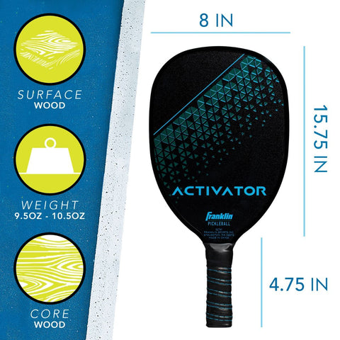 Franklin 2-player Activator Wood Pickleball Paddle showing details