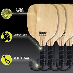 Wooden Paddles, Comfort Grip, Built-In Toggle