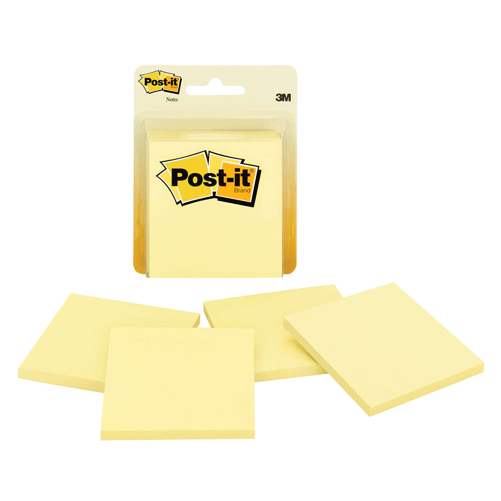 4 Post-It Canary Yellow Sticky Note Pads 5400