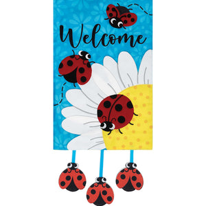Ladybug Daisies Garden Flag