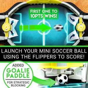 launch your mini soccer ball using the flippers to score