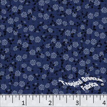Navy blue fabric with roses