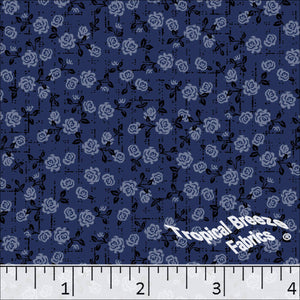 Navy blue fabric with roses