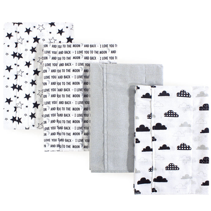 4-Pack Moon and Back Flannel Burp Cloths 56025