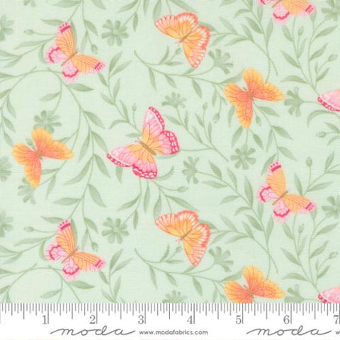 sage green, Kindness Collection Butterflies Cotton Fabric 56151