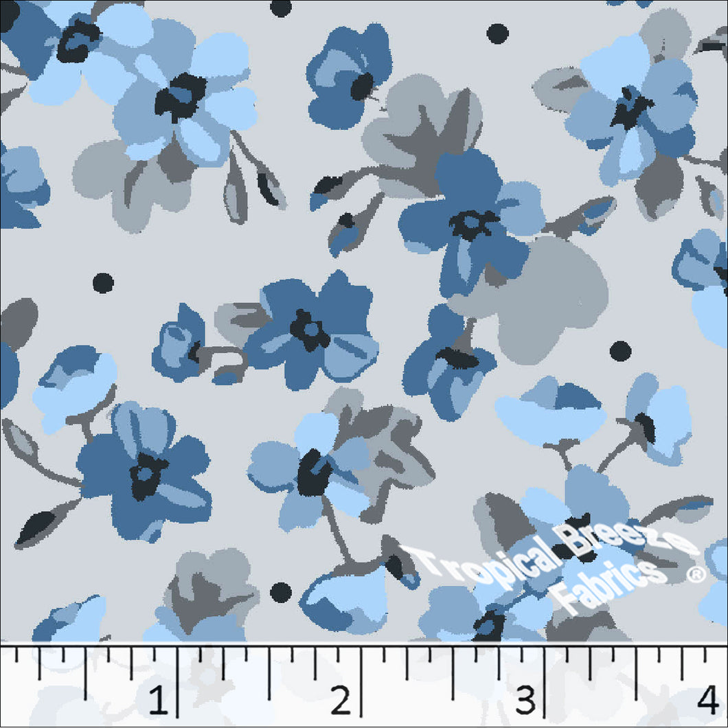 Tropical Breeze Fabrics Poly Cotton Fine Floral Print Dress Fabric 5640-A