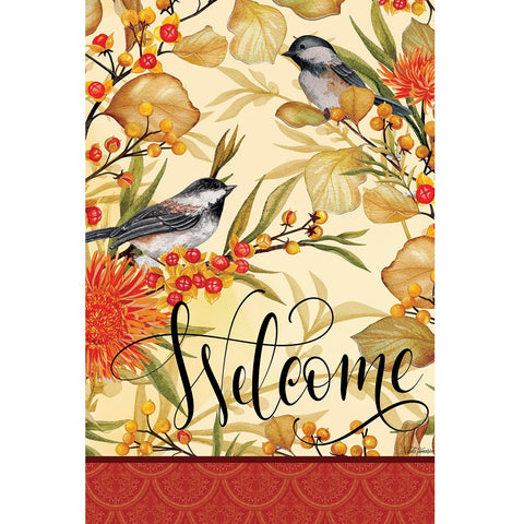 Chickadees & Berries garden flag