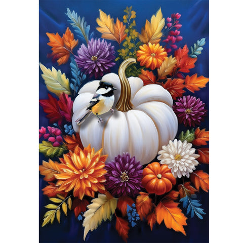 Mums & Chickadee garden flag