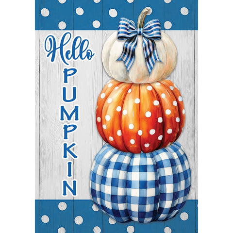 Gingham Pumpkin Stack garden flag