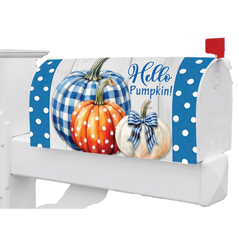 Gingham Pumpkin Stack mailbox makeover