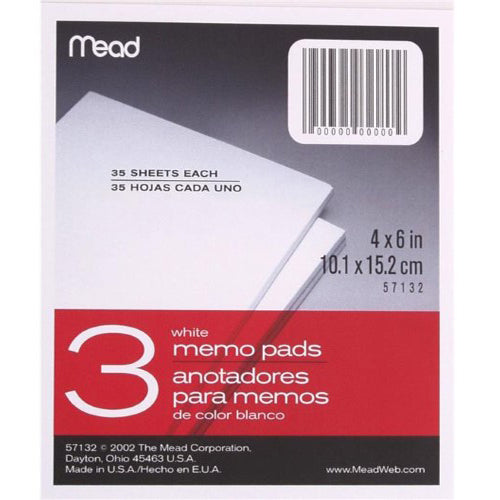 3-Pack 4x6 Memo Pads 57132