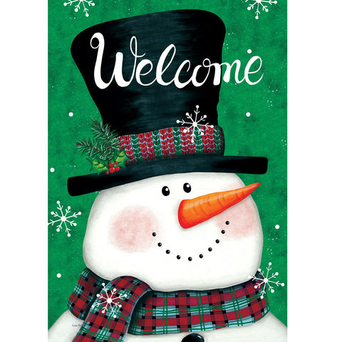 Snowman on Green garden flag