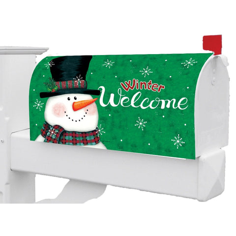 Snowman on Green mailbox makeover
