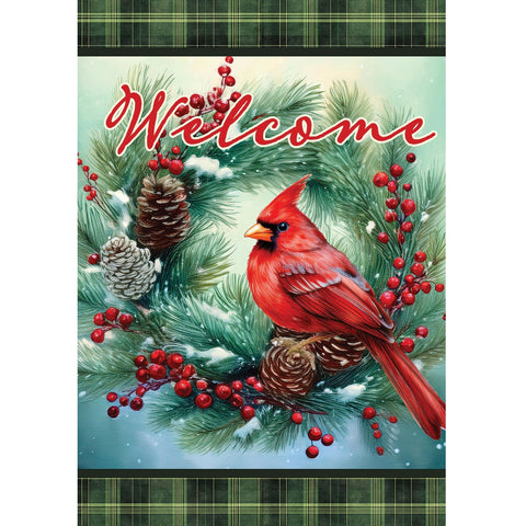 Cardinal Wreath garden flag
