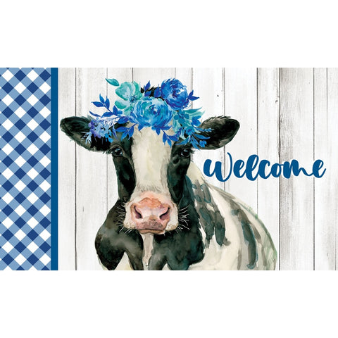 Cow with Flowers Custom Decor floor mat