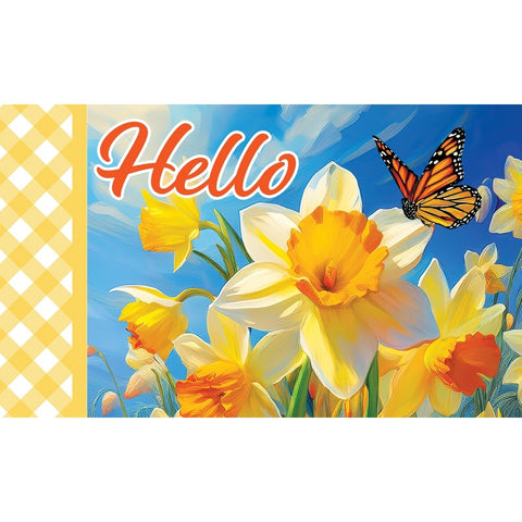 Custom Decor floor mat Daffodils & Butterfly