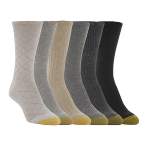 Gray, Khaki 6-Pack Women's Wardrobe Essentials Texture Crew Socks 5826