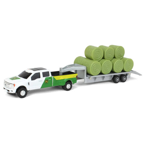 1/64 John Deere Ford F-350 Pickup Truck with Trailer & 11 Round Bales 45927