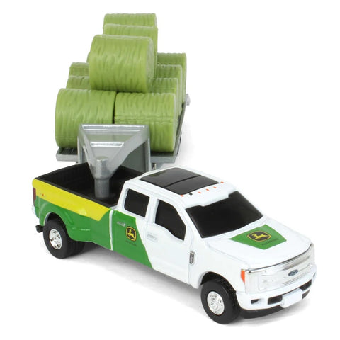 1/64 John Deere Ford F-350 Pickup Truck with Trailer & 11 Round Bales 45927