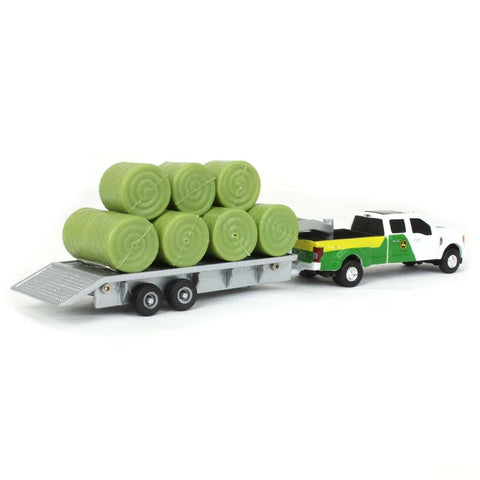 1/64 John Deere Ford F-350 Pickup Truck with Trailer & 11 Round Bales 45927