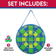 set includes three self stick balls and one inflatable target