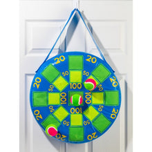 dart board hanging on door