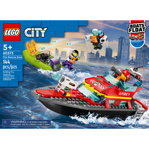 LEGO City Fire Rescue Boat Building Toy Set (144 Pieces) 60373 C