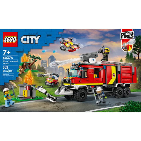 LEGO City Fire Command Truck Building Toy Set (502 Pieces) 60374 C