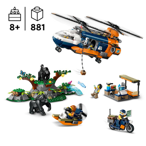 LEGO City Jungle Explorer Helicopter at Base Camp Building Toy 60437