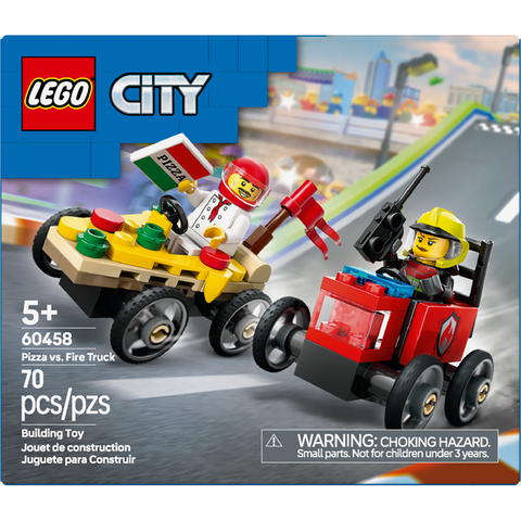LEGO City Pizza vs. Fire Truck Race Car Pack Toy Soapbox Racing Set 60458