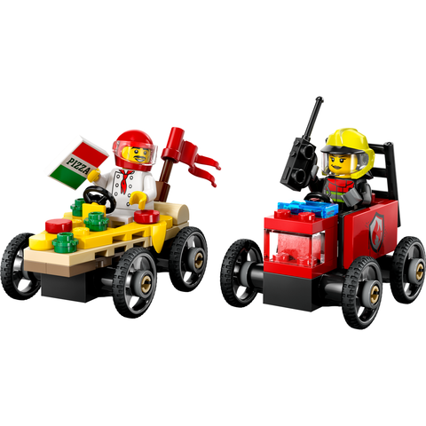 LEGO City Pizza vs. Fire Truck Race Car Pack Toy Soapbox Racing Set 60458